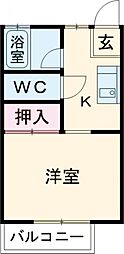 ドミール姫子　A 1階1Kの間取り
