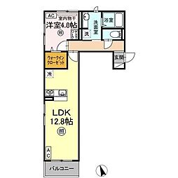 恵比寿V 2階1LDKの間取り