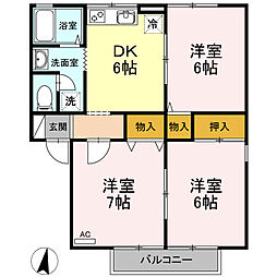 ルピナスB 3DKの間取図画像