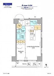 プラウドフラット浅草 7階1LDKの間取り