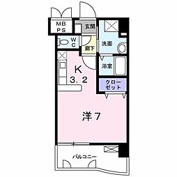 ブリランテピアッツァ 1階1Kの間取り