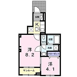 ルフィーネ 2Kの間取図画像