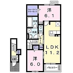 フロロース　Ｂ 2階2LDKの間取り