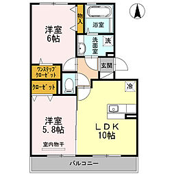 エスペランサＮＯＺＯＭＩ 2階2LDKの間取り