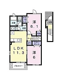 ルーク1 2LDKの間取図画像