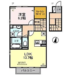 恵比寿ガーデンIII 2階1LDKの間取り