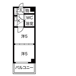 プリンセス豊田 6階2Kの間取り