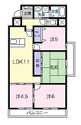 センチュリーハイランド 6階4LDKの間取り