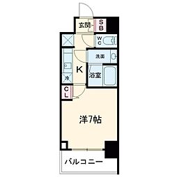 WORVE大阪本町 1Kの間取図画像