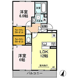サンライト松山町 2LDKの間取図画像