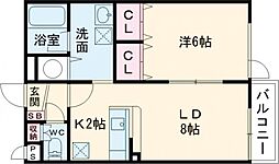 フローレンス 1LDKの間取図画像