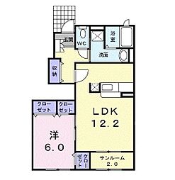エーデル高松C 1LDKの間取図画像