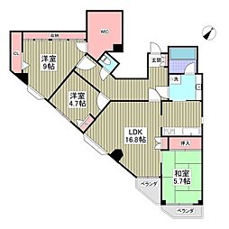 リュミエ武蔵浦和 3LDKの間取図画像