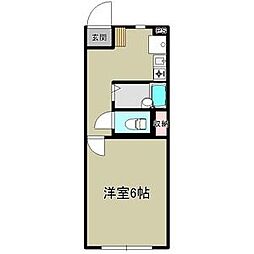 第3オオタビル 1Kの間取図画像