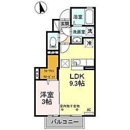 メゾンソレイユ・カトル 1階1LDKの間取り