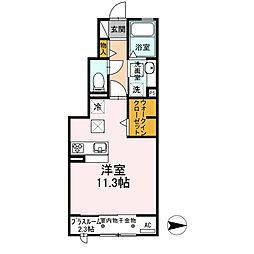 コモド凛 1階ワンルームの間取り