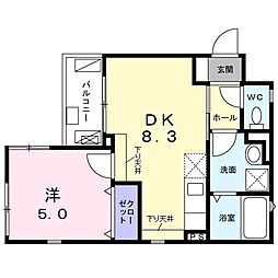 ラ・メールTK2 1LDKの間取図画像