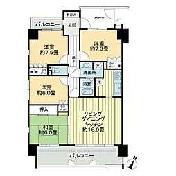サーパス浜ノ町ツインタワー 5階4LDKの間取り