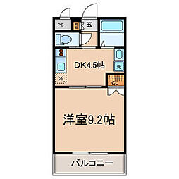 パラッツォ牛田 2階1DKの間取り