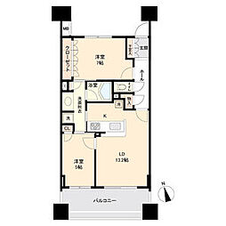 ドゥーエ仙台イースト 2LDKの間取図画像