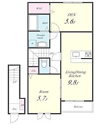ウエストヒルズ西六甲 2階2LDKの間取り