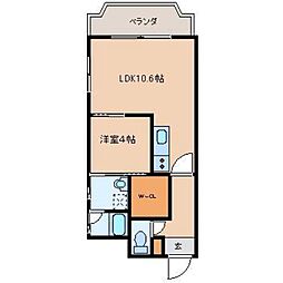 ソラーレ霧島 3階1LDKの間取り