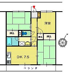 ラポール宮浦 3階3DKの間取り