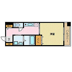 KHKコート板宿 1Kの間取図画像