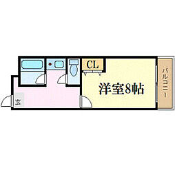 シティアーク三木町 8階1Kの間取り