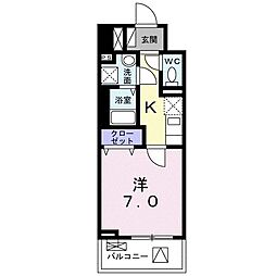ジョリシヤルマン 1Kの間取図画像
