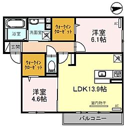 ベル　フォレット　スウド 1階2LDKの間取り