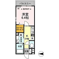 東急東横線 東白楽駅 徒歩9分の賃貸アパート 2階1Kの間取り