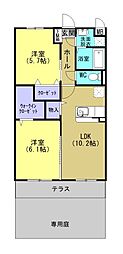 エステル 2LDKの間取図画像