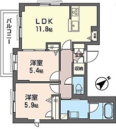 メゾン・ド・オウルII 3階2LDKの間取り