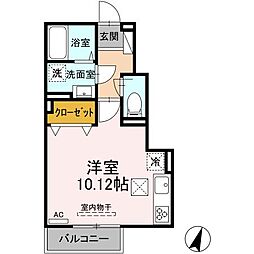 インター池田III 1階ワンルームの間取り