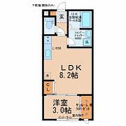 レジデンスパルファン 1LDKの間取図画像