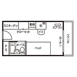 ドーミー福田町 4階ワンルームの間取り