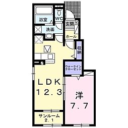 メゾンリヴィエール1 1LDKの間取図画像