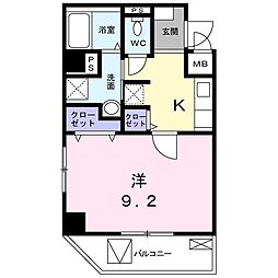 クリントブライアント 1Kの間取図画像