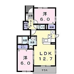 ブロードシティB 2LDKの間取図画像