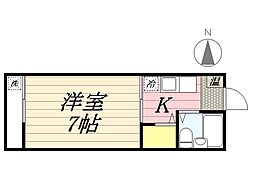 レジデンス小松原 1階1Kの間取り