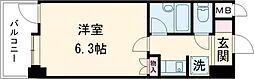 熊本市電B系統 新町駅 徒歩4分の賃貸マンション 7階1Kの間取り