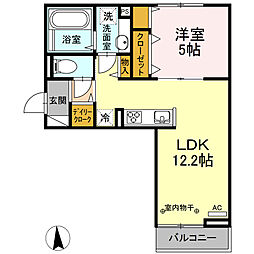 メゾンパーク木ノ下 3階1LDKの間取り
