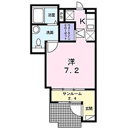 アシェイド・フジ ワンルームの間取図画像