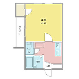 エクセル鐙西 1Kの間取図画像