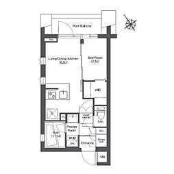 コンフォリア不動前 4階1DKの間取り