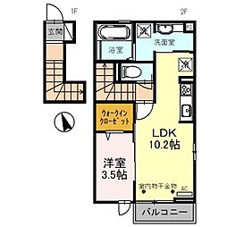 さくら大樹 2階1LDKの間取り