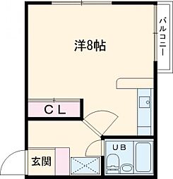 大昭マンション 1階ワンルームの間取り