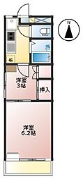 メゾン八尾 2Kの間取図画像