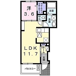 ラ・ファミーユ2 1LDKの間取図画像